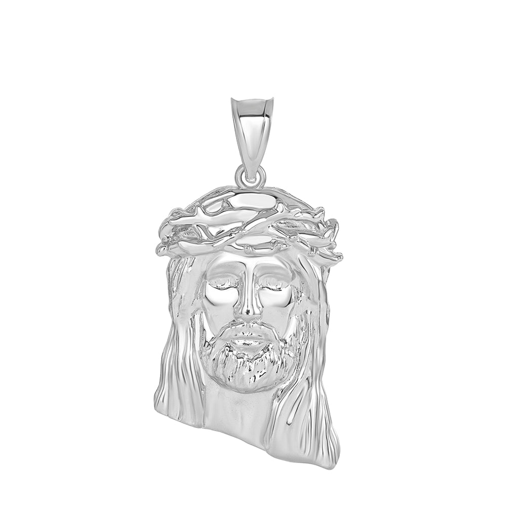 Gold Jesus Christ Head Large Pendant Necklace (1.54 IN), view 8