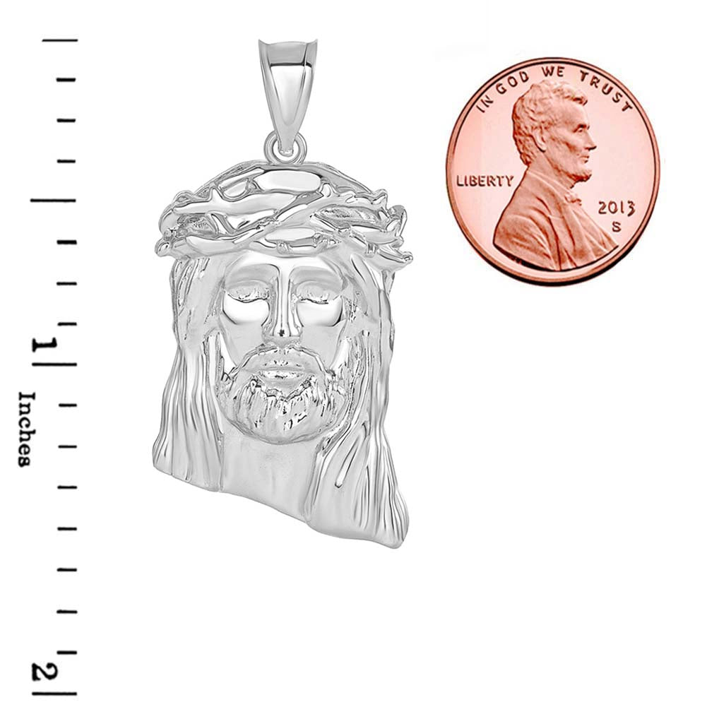 Gold Jesus Christ Head Large Pendant Necklace (1.54 IN), view 9