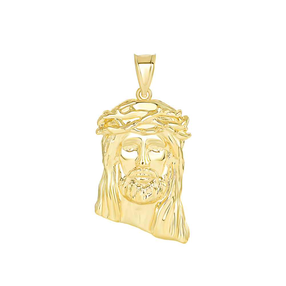 Gold Jesus Christ Head Small Pendant Necklace (1.20 in), view 2