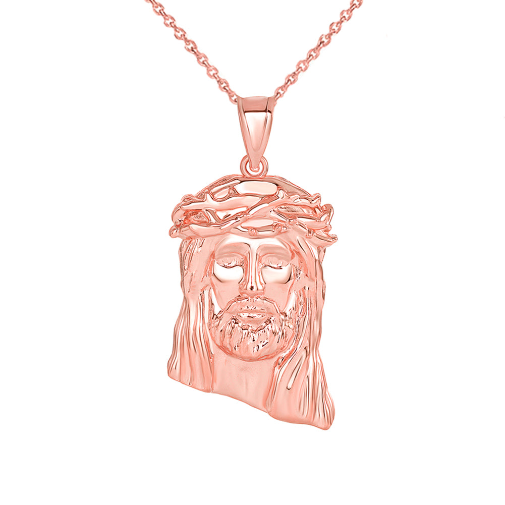 Gold Jesus Christ Head Small Pendant Necklace (1.20 in), view 4
