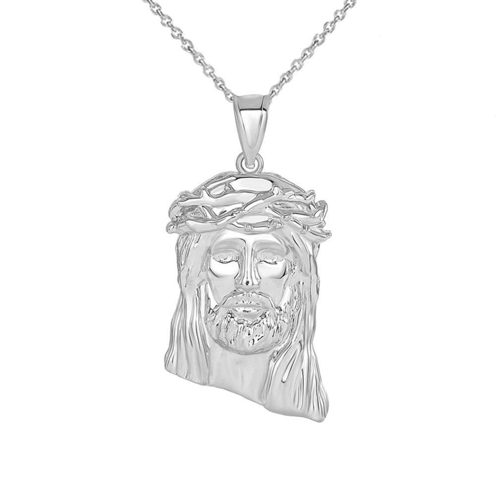 Gold Jesus Christ Head Small Pendant Necklace (1.20 in), view 6