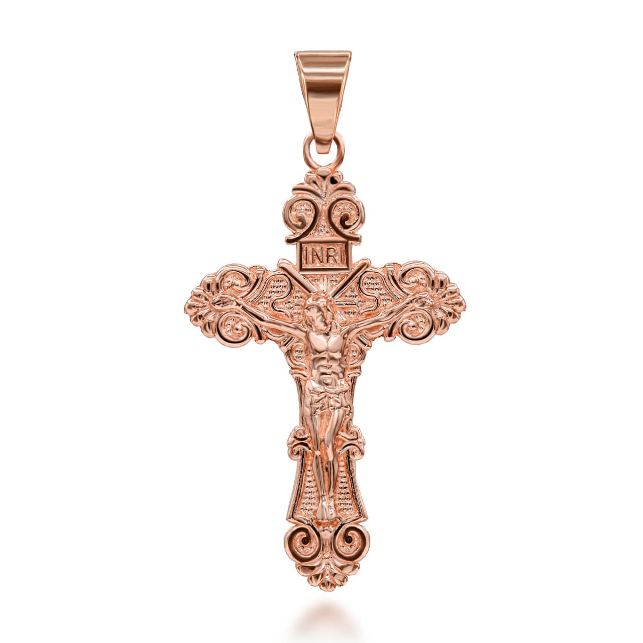 Gold Jesus Christ INRI Cross Crucifix Filigree Pendant Necklace S/M/L, view 6
