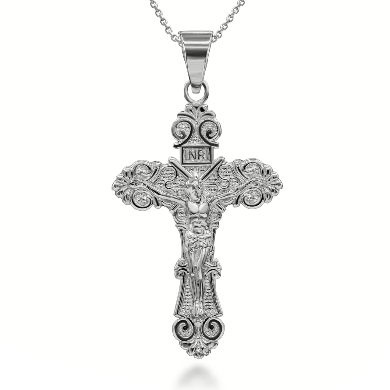 Gold Jesus Christ INRI Cross Crucifix Filigree Pendant Necklace S/M/L, view 7