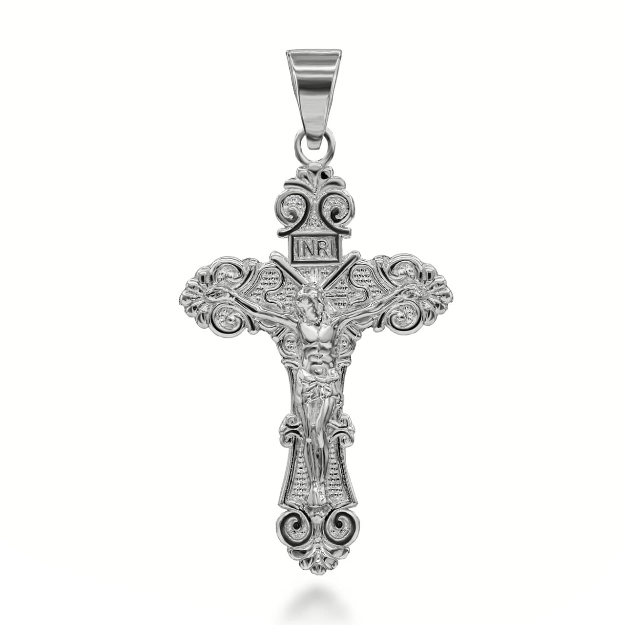 Gold Jesus Christ INRI Cross Crucifix Filigree Pendant Necklace S/M/L, view 8
