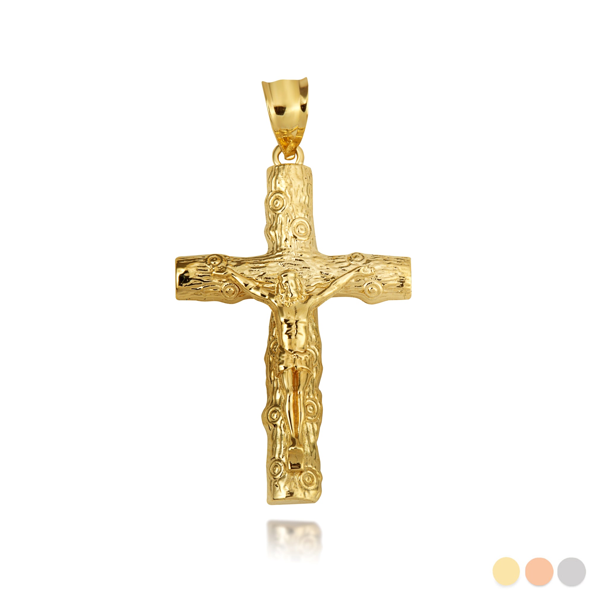 Gold Jesus Christ Wooden Crucifix Cross Pendant Necklace