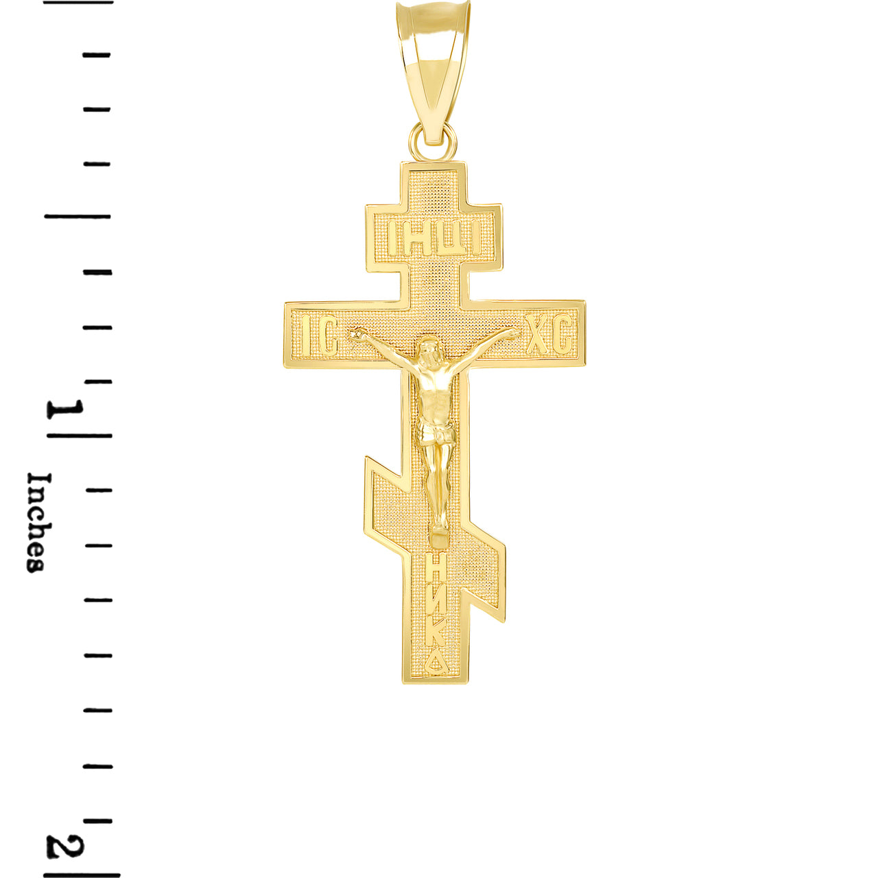 Gold Jesus Crucifix Russian Orthodox Cross Pendant Necklace, view 3