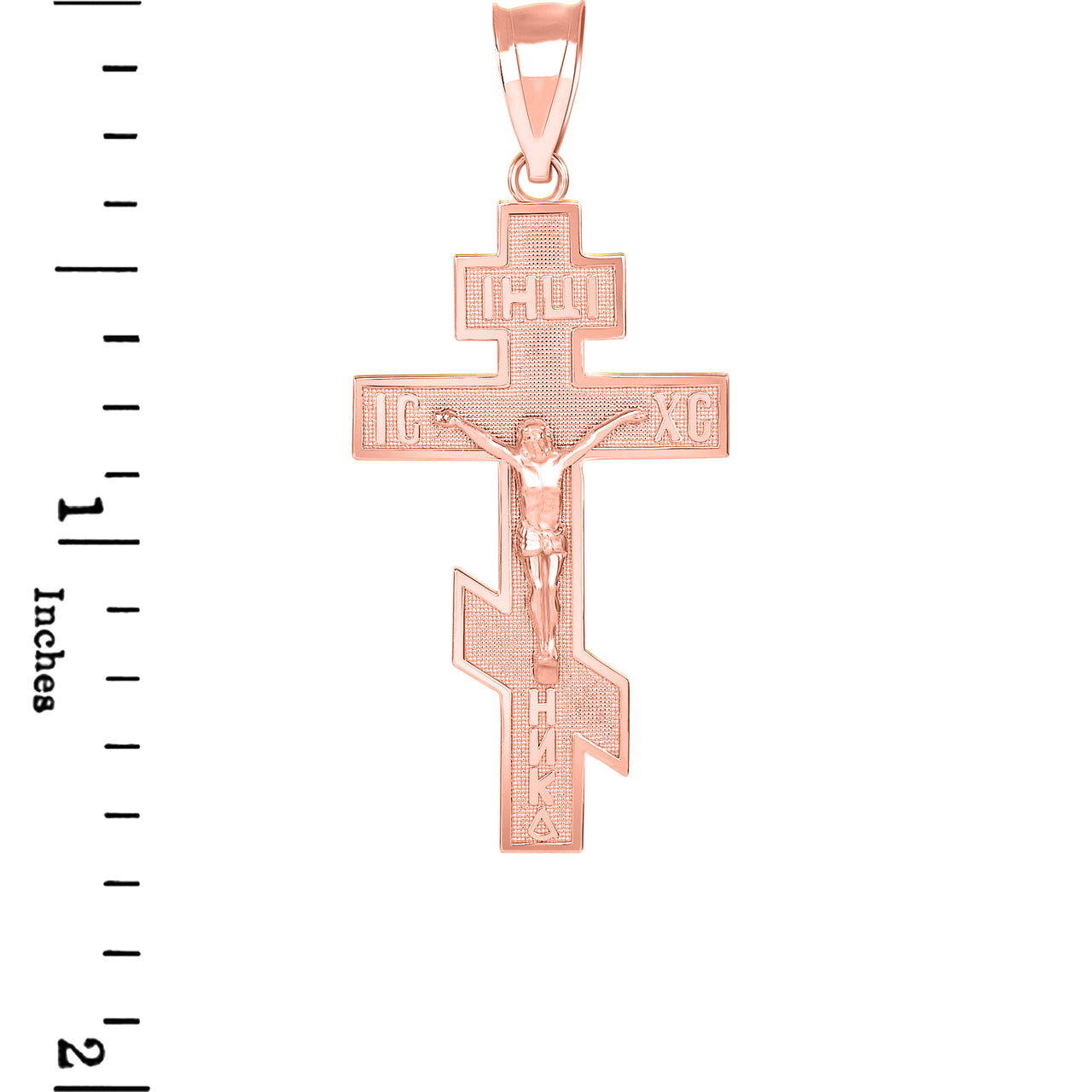 Gold Jesus Crucifix Russian Orthodox Cross Pendant Necklace, view 6