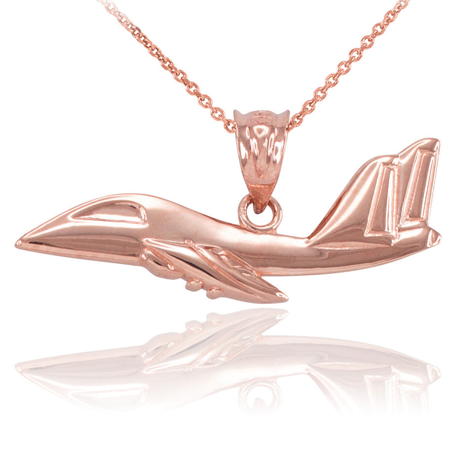 Gold Jet Airplane Pendant Necklace, view 2
