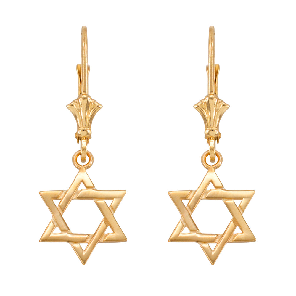 Gold Jewish Star of David Earrings