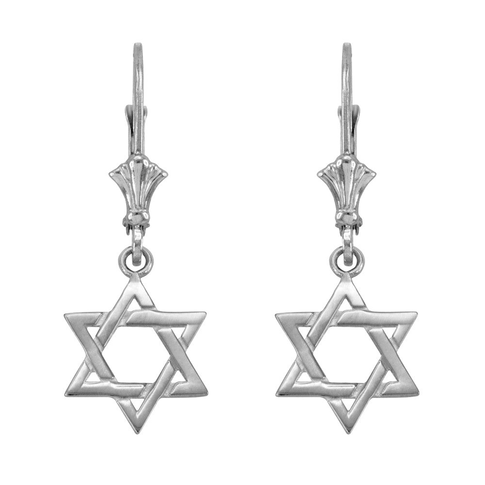 Gold Jewish Star of David Earrings, view 3