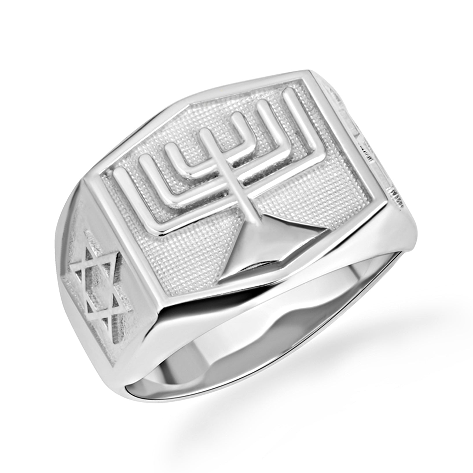 Gold Jewish Star Of David Menorah Signet Ring, view 5