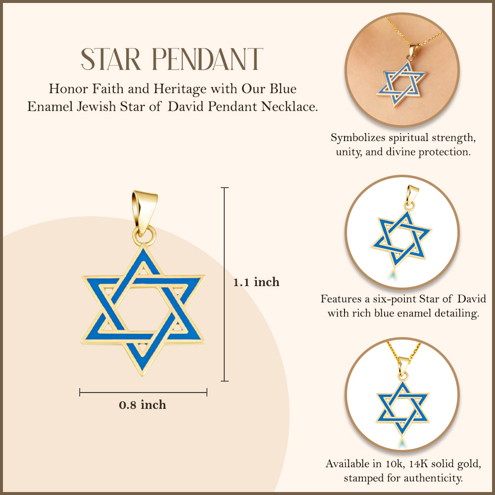 Gold Jewish Star of David Necklace, view 3