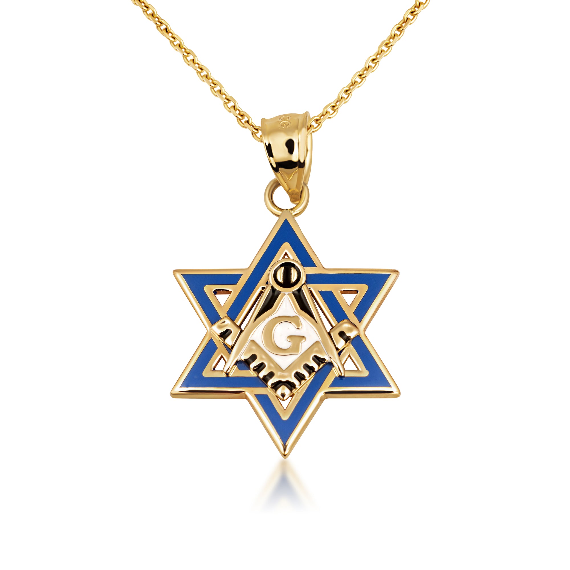 Gold Jewish Star of David Necklace - Masonic Jewelry, view 5