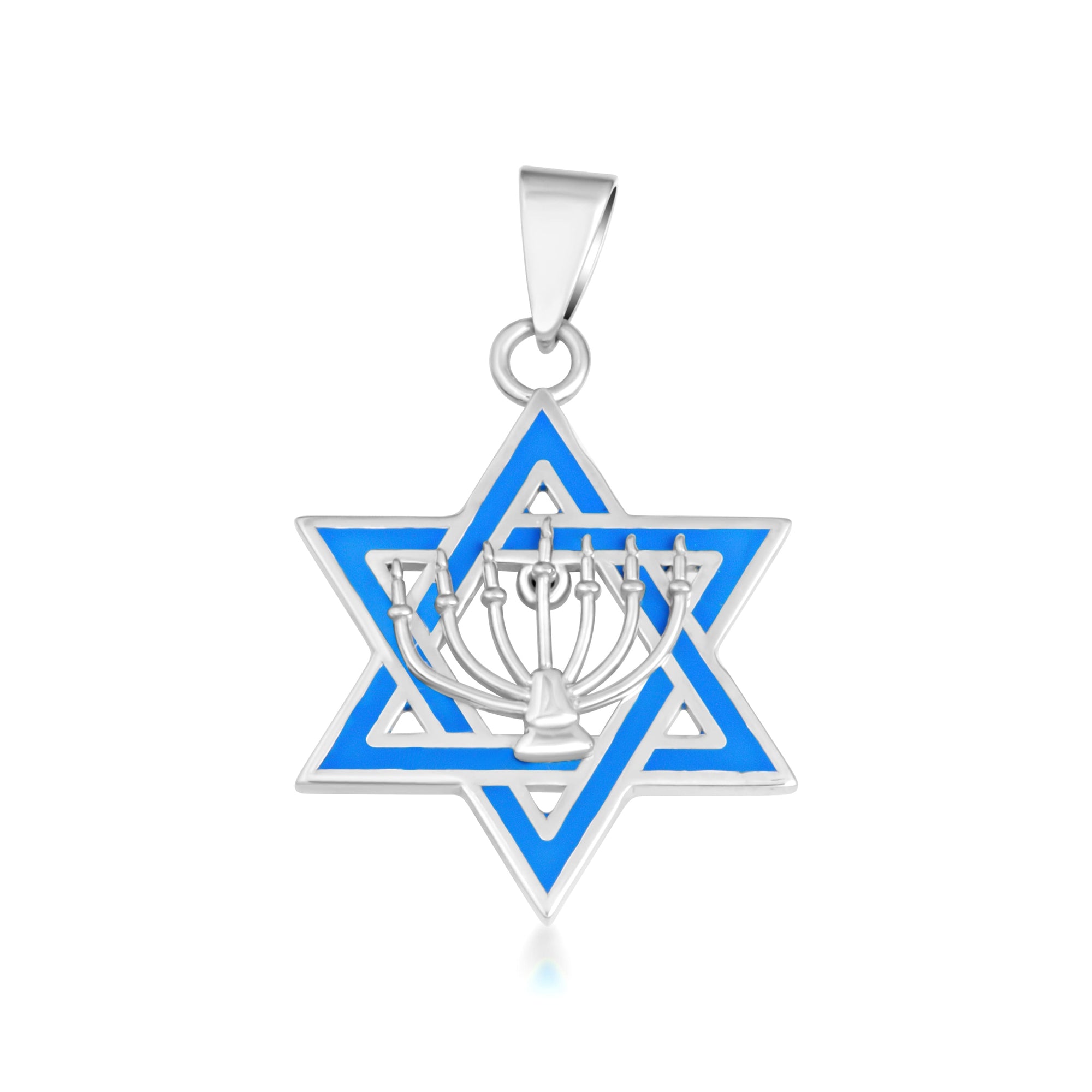 Gold Jewish Star of David Necklace with Menorah, view 7