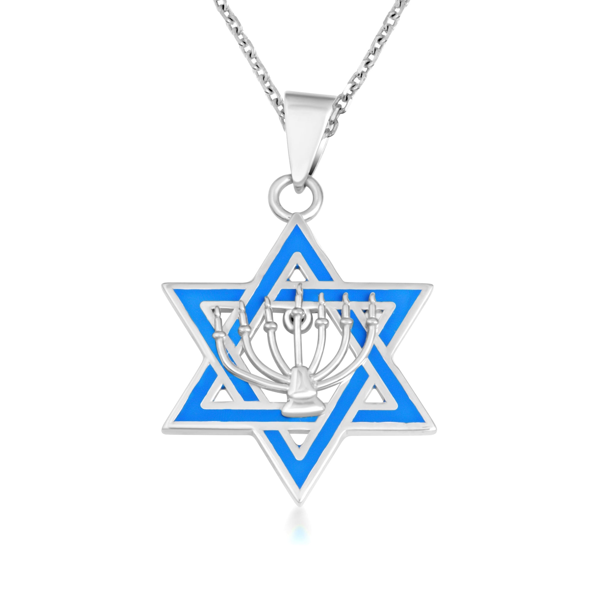Gold Jewish Star of David Necklace with Menorah, view 8
