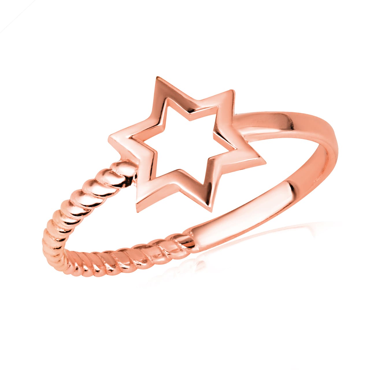 Gold Jewish Star of David Rope Band Ring, view 3