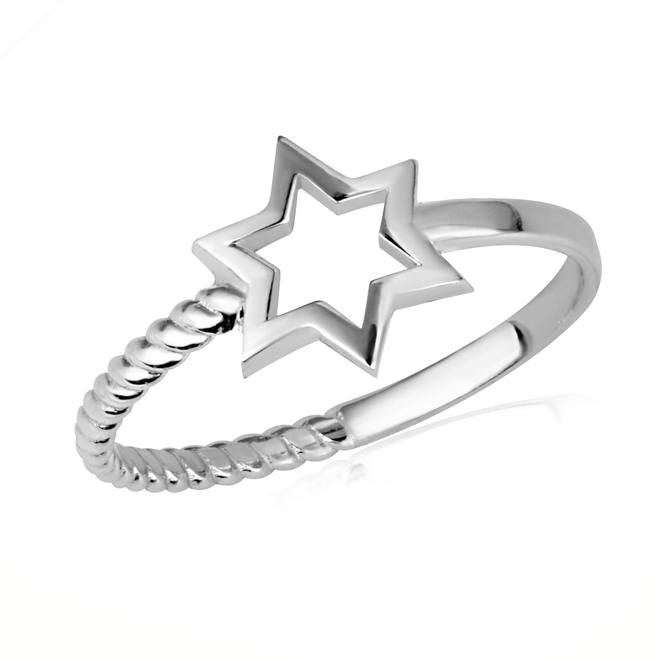 Gold Jewish Star of David Rope Band Ring, view 4