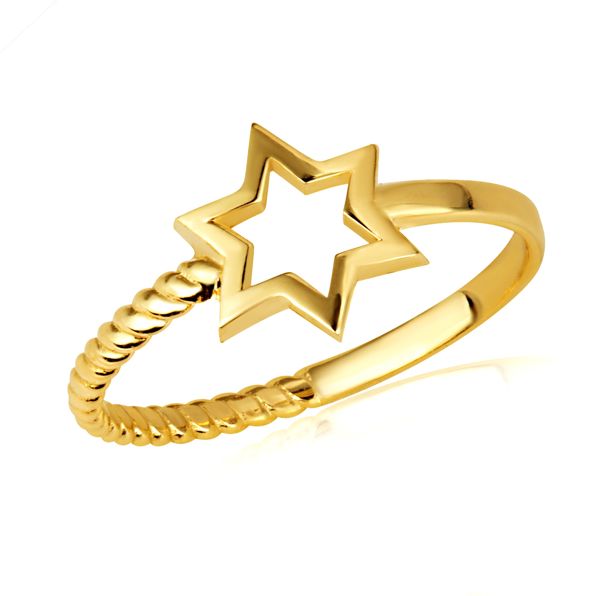Gold Jewish Star of David Rope Band Ring, view 5