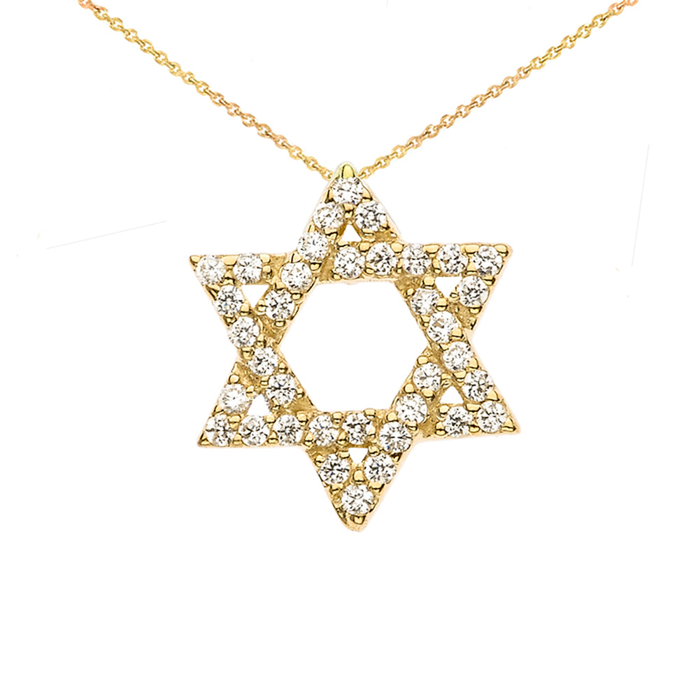 Gold Jewish Star of David with Hidden Bail Pendant Necklace