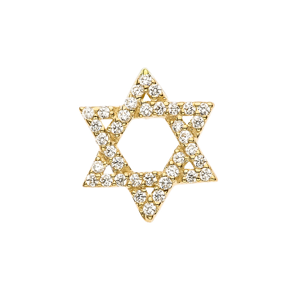 Gold Jewish Star of David with Hidden Bail Pendant Necklace, view 2