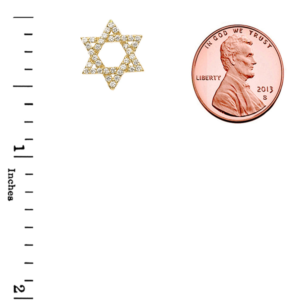 Gold Jewish Star of David with Hidden Bail Pendant Necklace, view 3