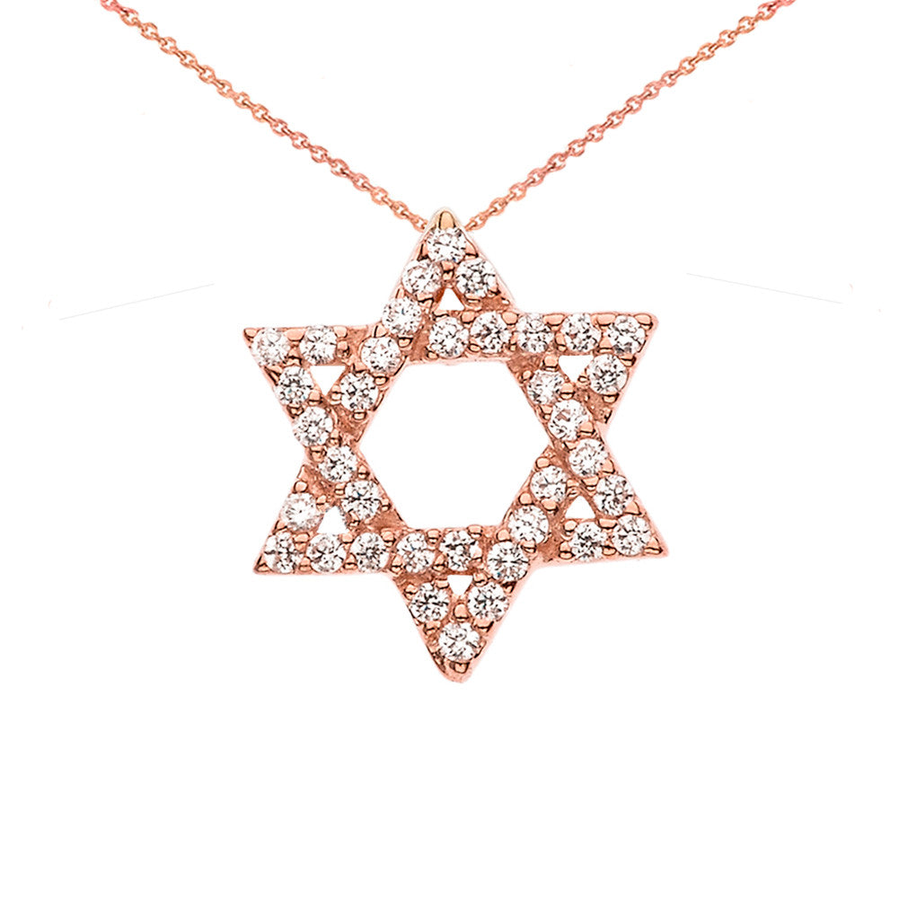 Gold Jewish Star of David with Hidden Bail Pendant Necklace, view 4