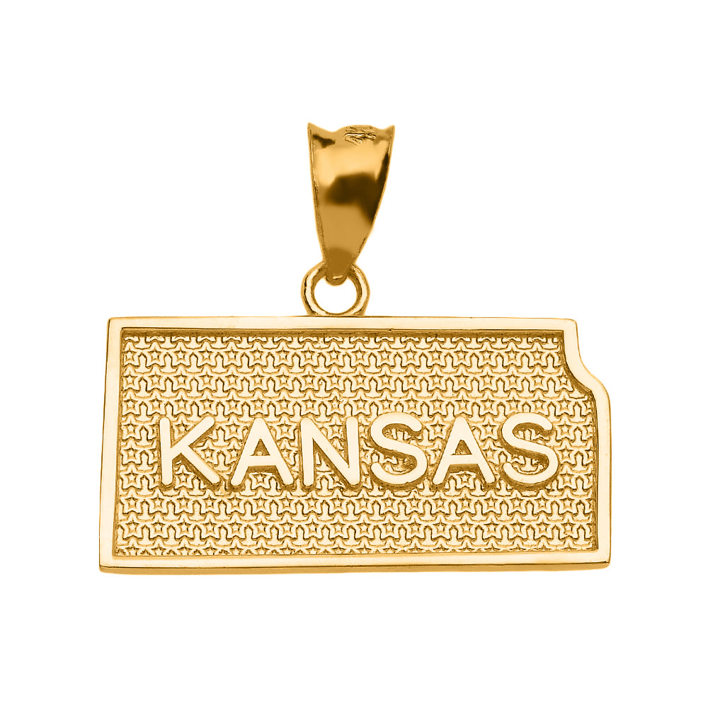Gold Kansas State Map Pendant Necklace, view 2