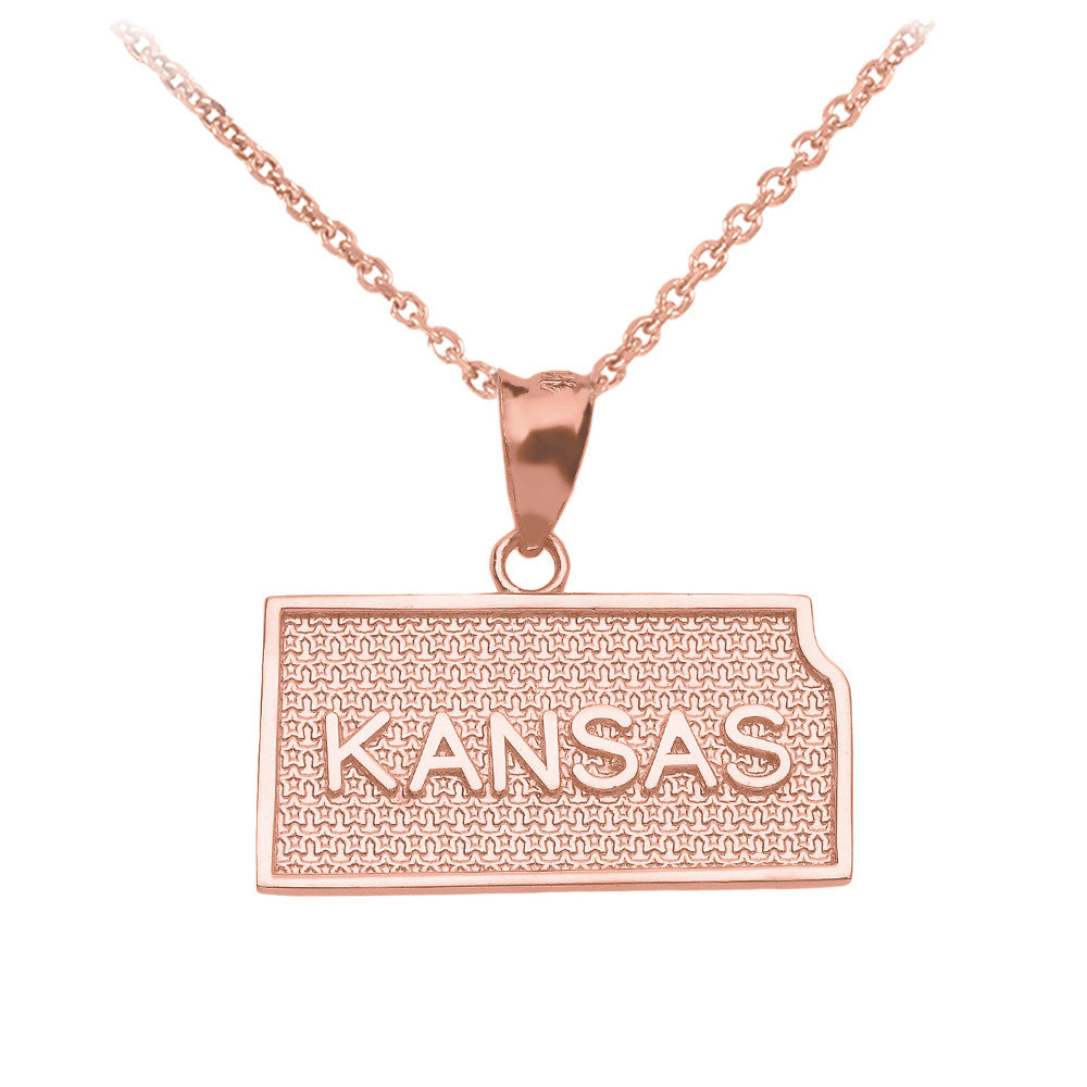 Gold Kansas State Map Pendant Necklace, view 3