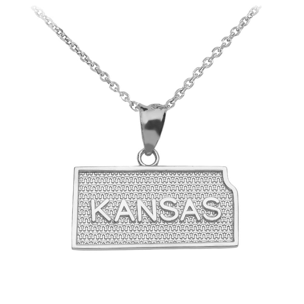 Gold Kansas State Map Pendant Necklace, view 4