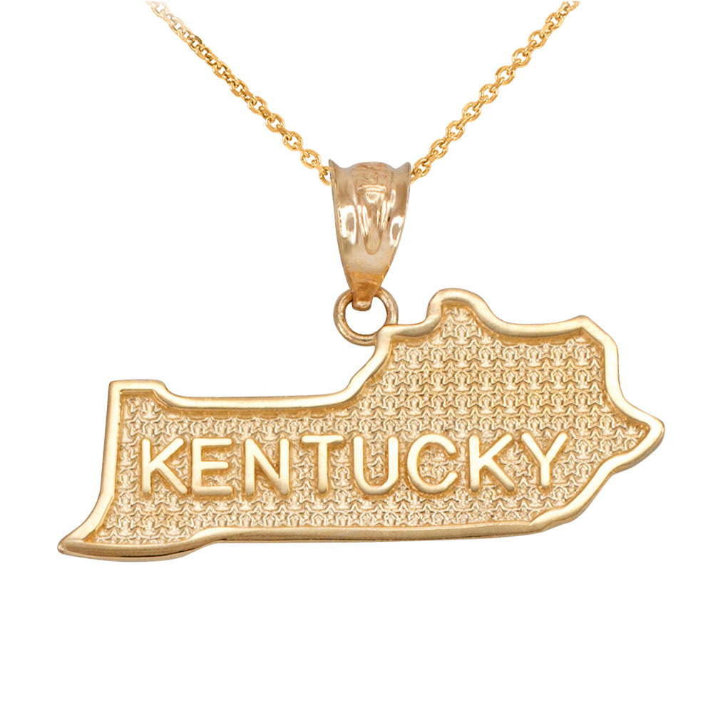 Gold Kentucky State Map Pendant Necklace