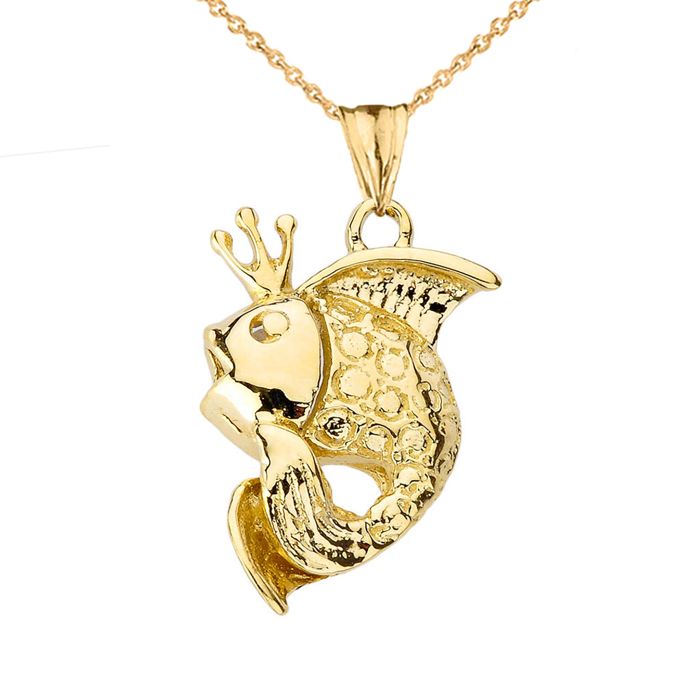 Gold King Fish Pendant Necklace