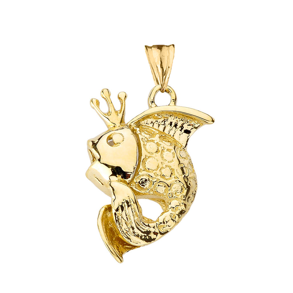 Gold King Fish Pendant Necklace, view 2
