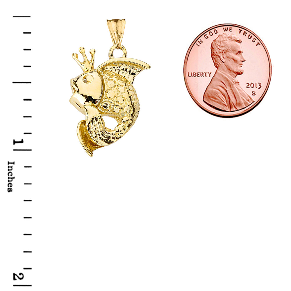 Gold King Fish Pendant Necklace, view 3