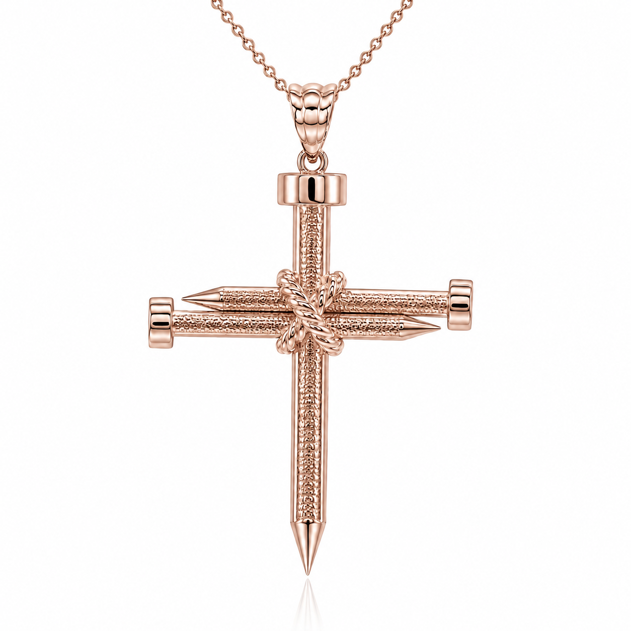 Gold Knot Nail Cross Crucifix Pendant Necklace, view 5