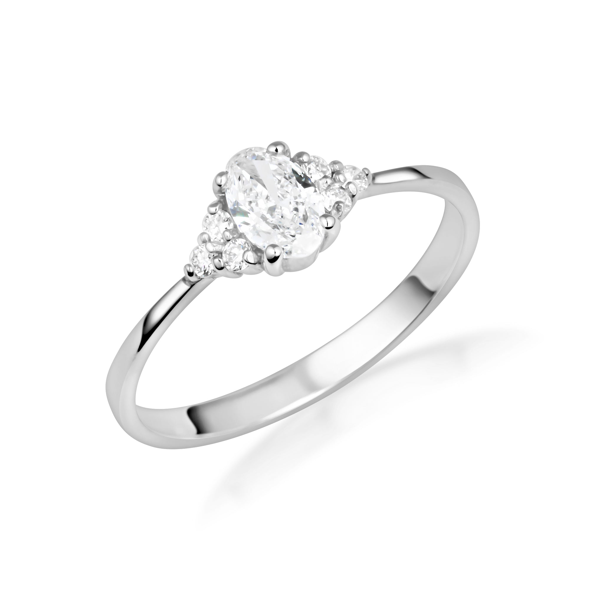 Gold Lab-Grown Diamond Oval Engagement Ring, view 4