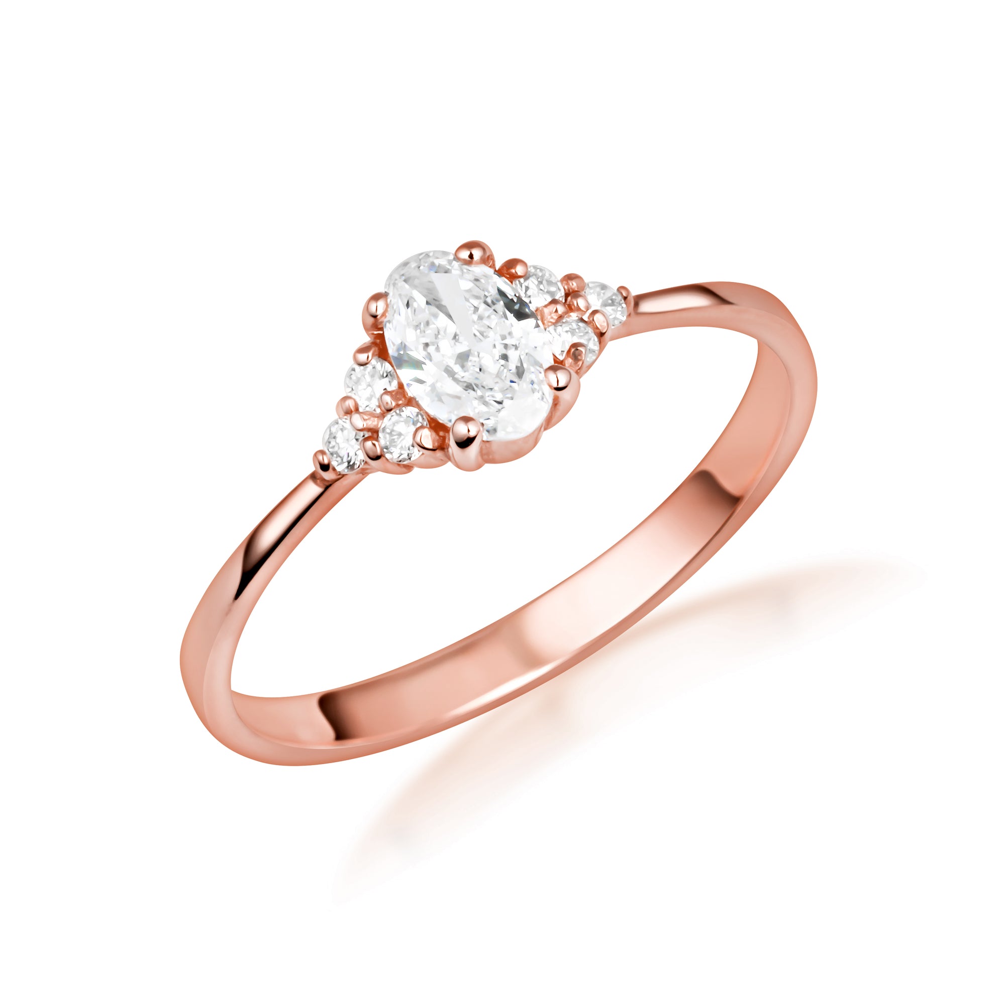 Gold Lab-Grown Diamond Oval Engagement Ring, view 5