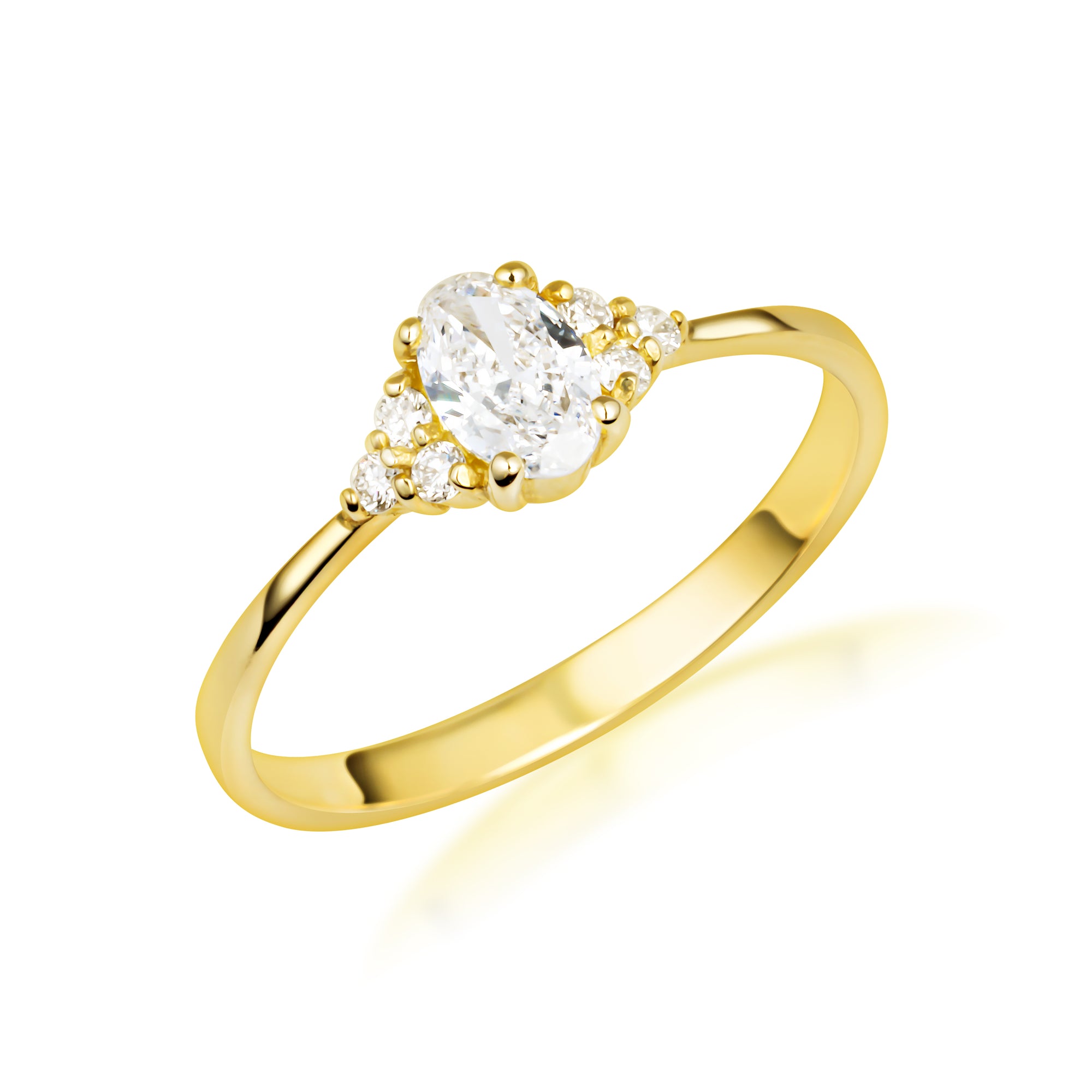 Gold Lab-Grown Diamond Oval Engagement Ring, view 6
