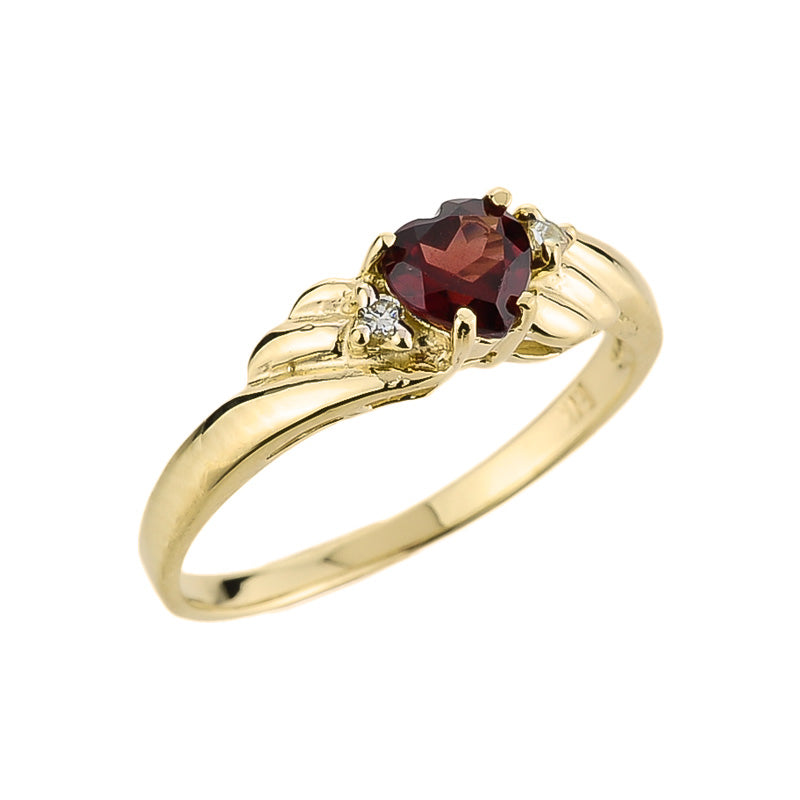 Gold Ladies Garnet and Diamond Gemstone Ring