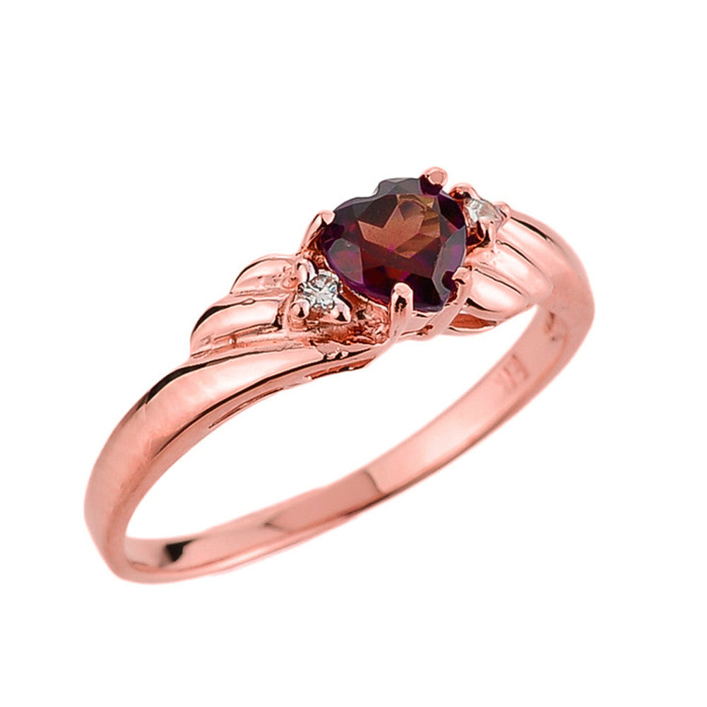 Gold Ladies Garnet and Diamond Gemstone Ring, view 3