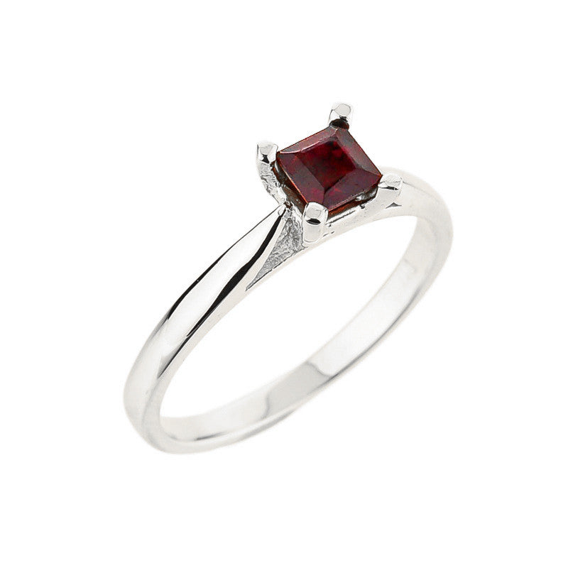 Gold Ladies Princess Cut Garnet Ring, view 2