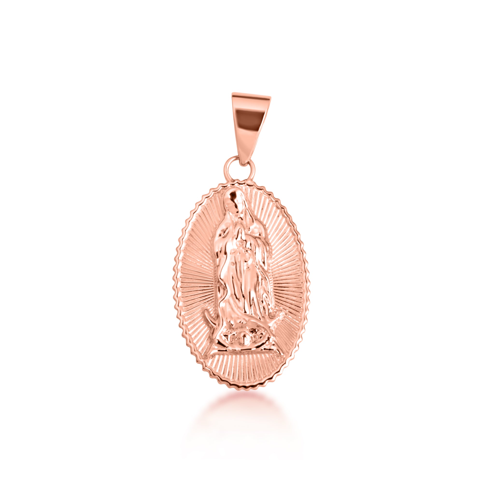 Gold Lady Of Guadalupe Sacred Oval Medallion Pendant Necklace, view 7