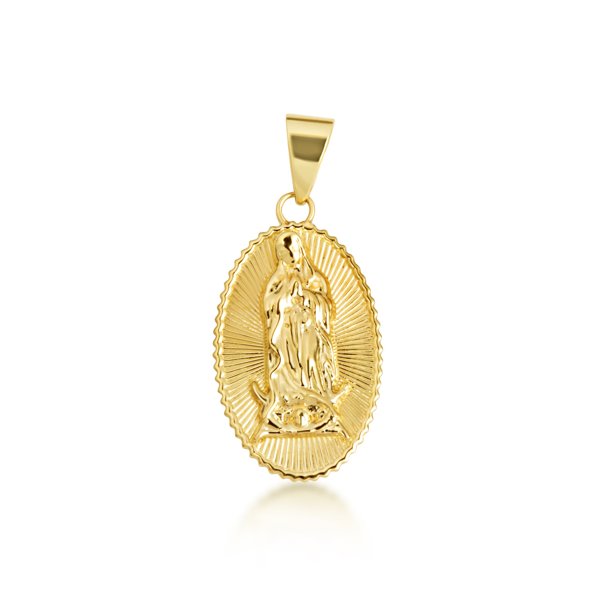 Gold Lady Of Guadalupe Sacred Oval Medallion Pendant Necklace, view 9