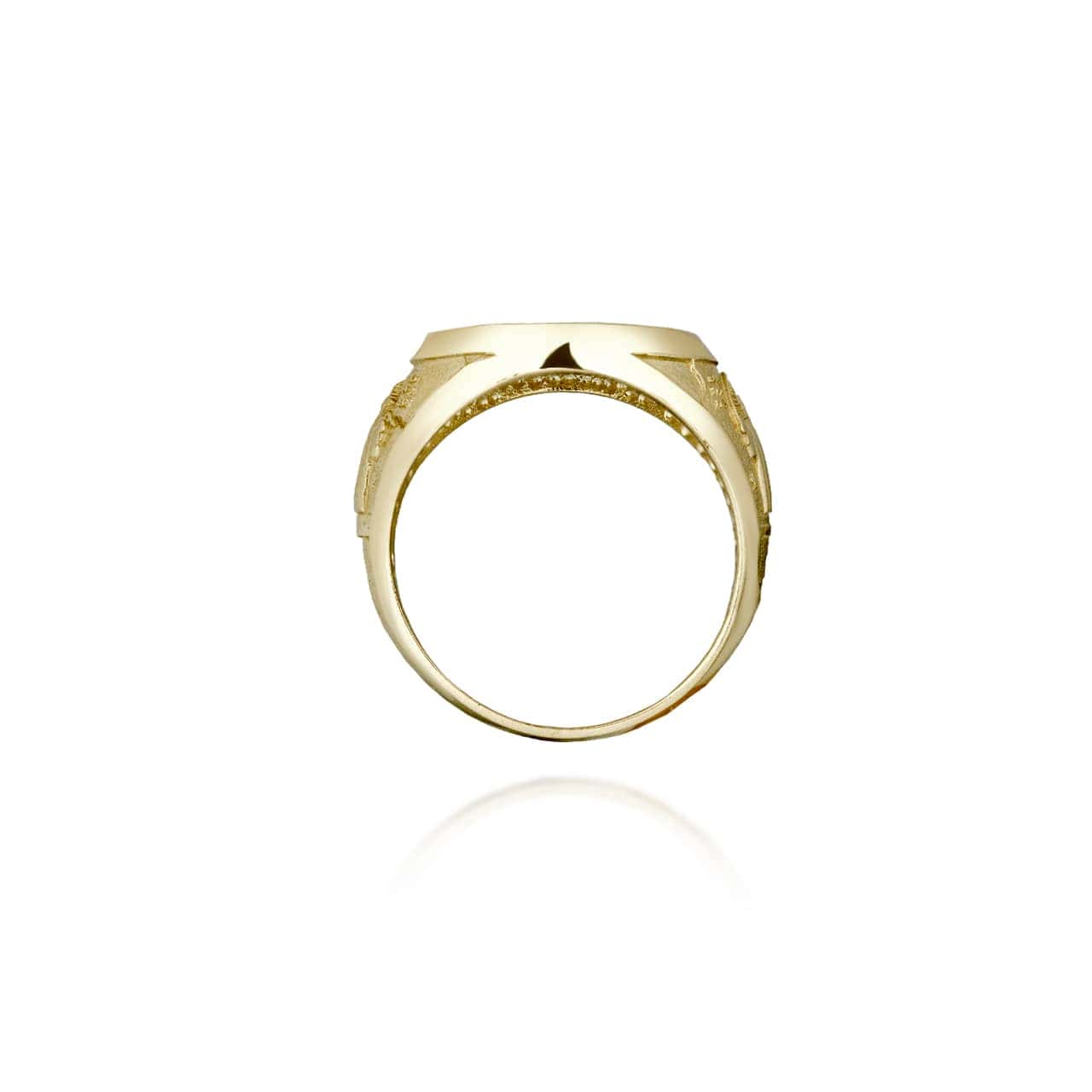 Gold Large Religious Saint Benedict Holy Cross Signet Ring, view 4