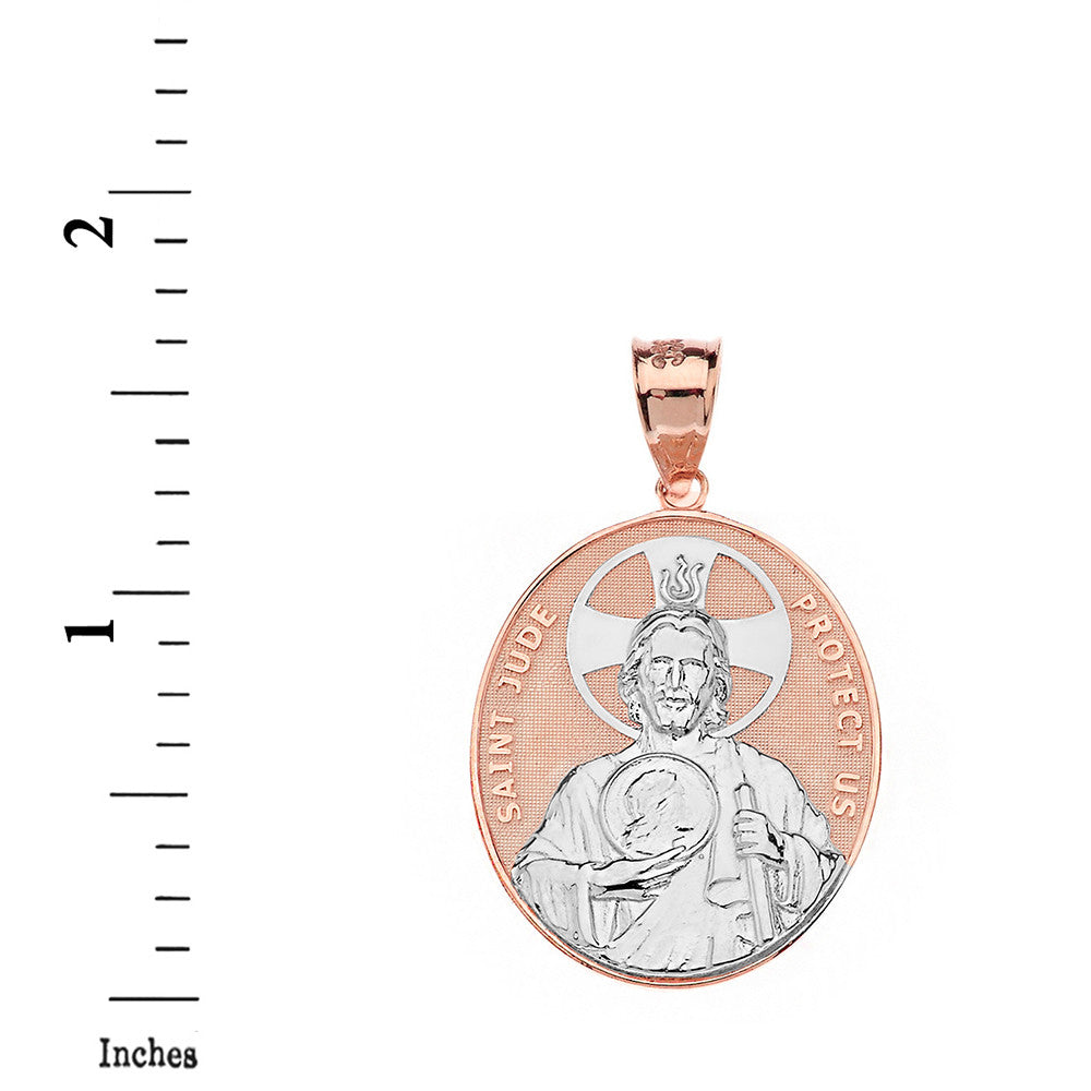 Gold Large Saint Jude Protect Us Oval Pendant Necklace (1.32"), view 15