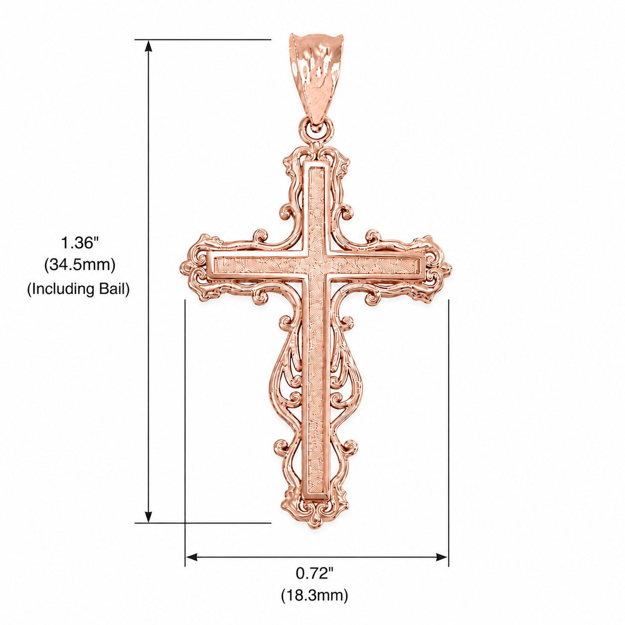 Gold Latin Fancy Cross Pendant Necklace, view 8