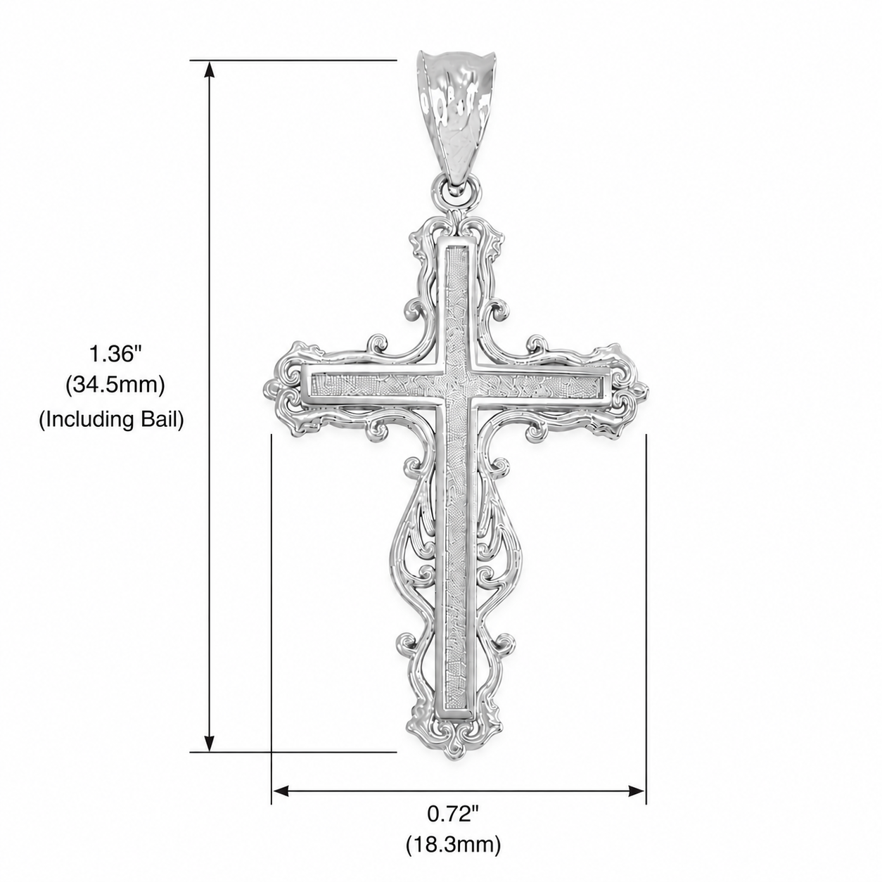 Gold Latin Fancy Cross Pendant Necklace, view 9