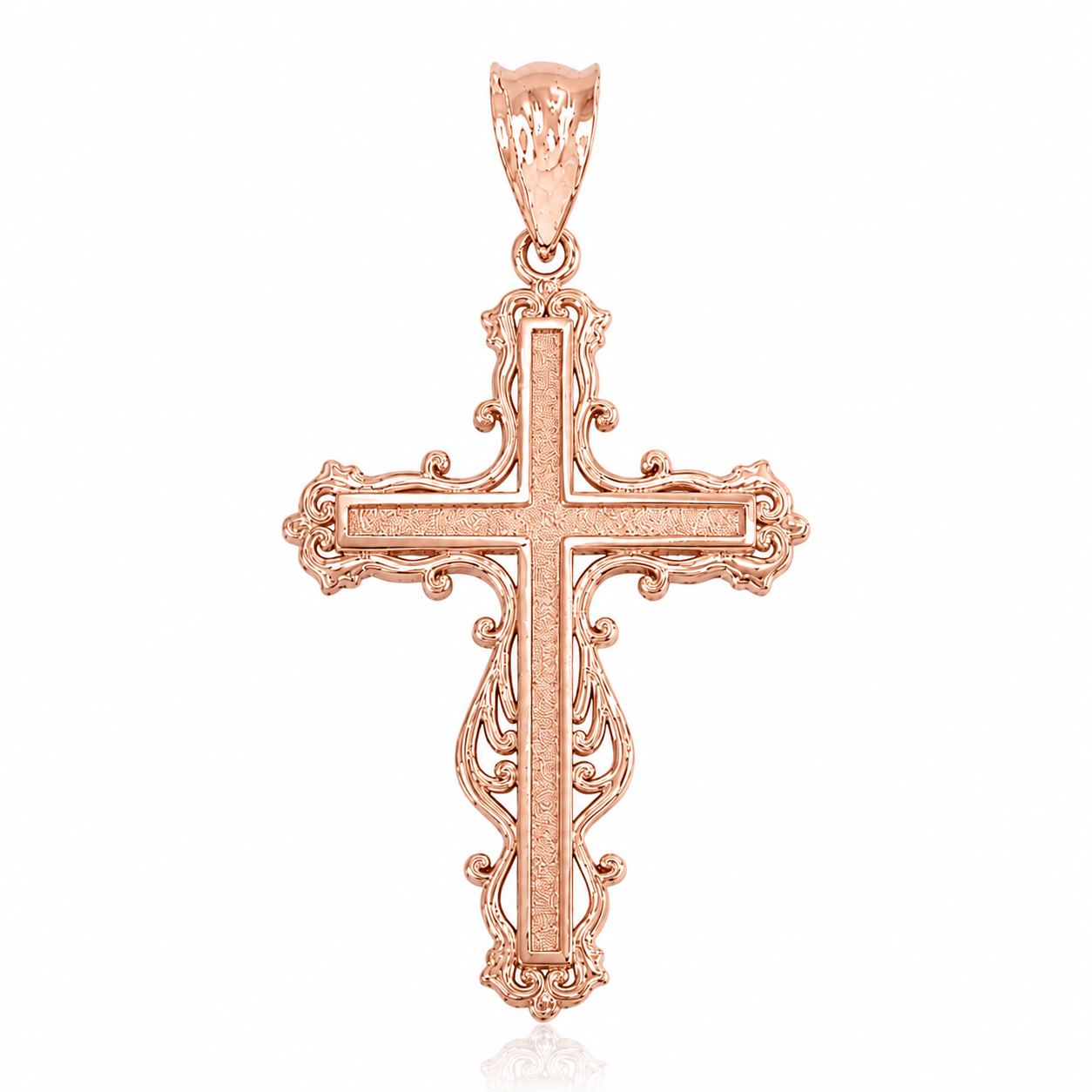 Gold Latin Fancy Cross Pendant Necklace, view 12