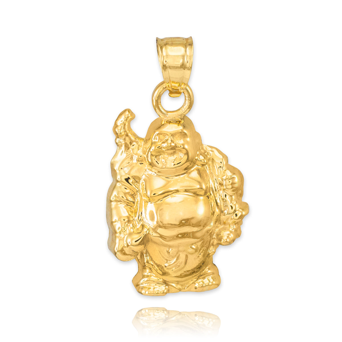 Gold Laughing Buddha Pendant Necklace, view 2