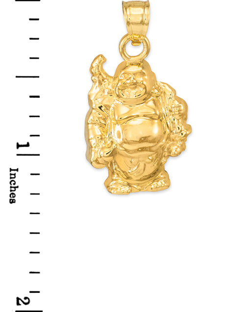 Gold Laughing Buddha Pendant Necklace, view 3