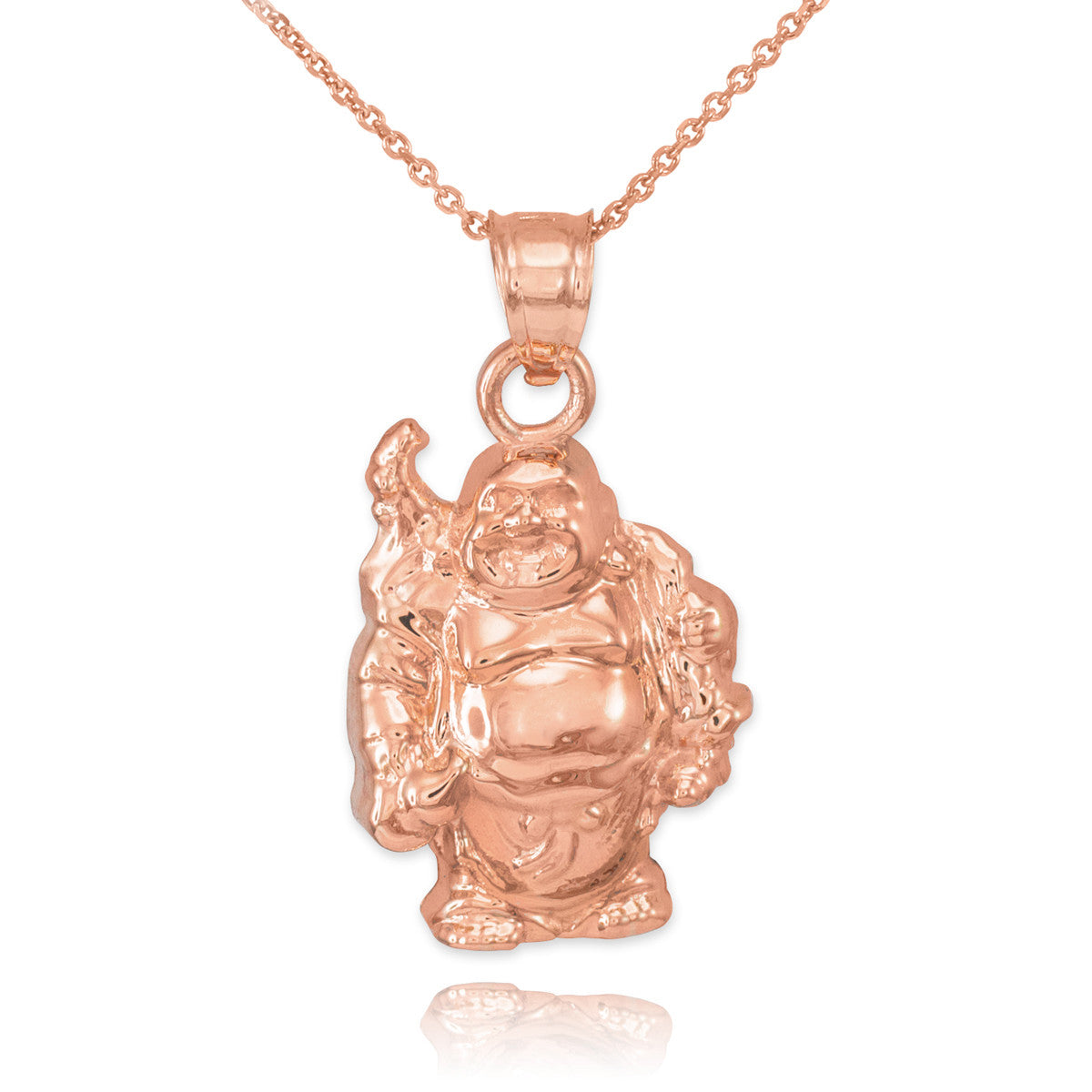 Gold Laughing Buddha Pendant Necklace, view 4